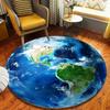 Creative Earth Pattern Round Rug 3D Visual Effect Planets Print Carpet Modern Home Decor Soft Non-Slip Floor Mat for Living Room