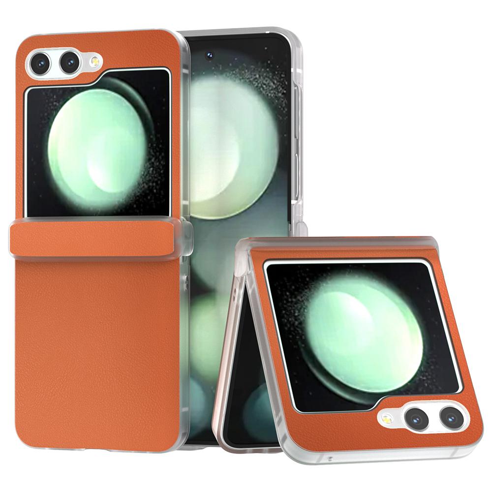 For Samsung Galaxy Z Flip5 5G Case Hinge Protection Leather+PC Anti-Slip Phone Cover
