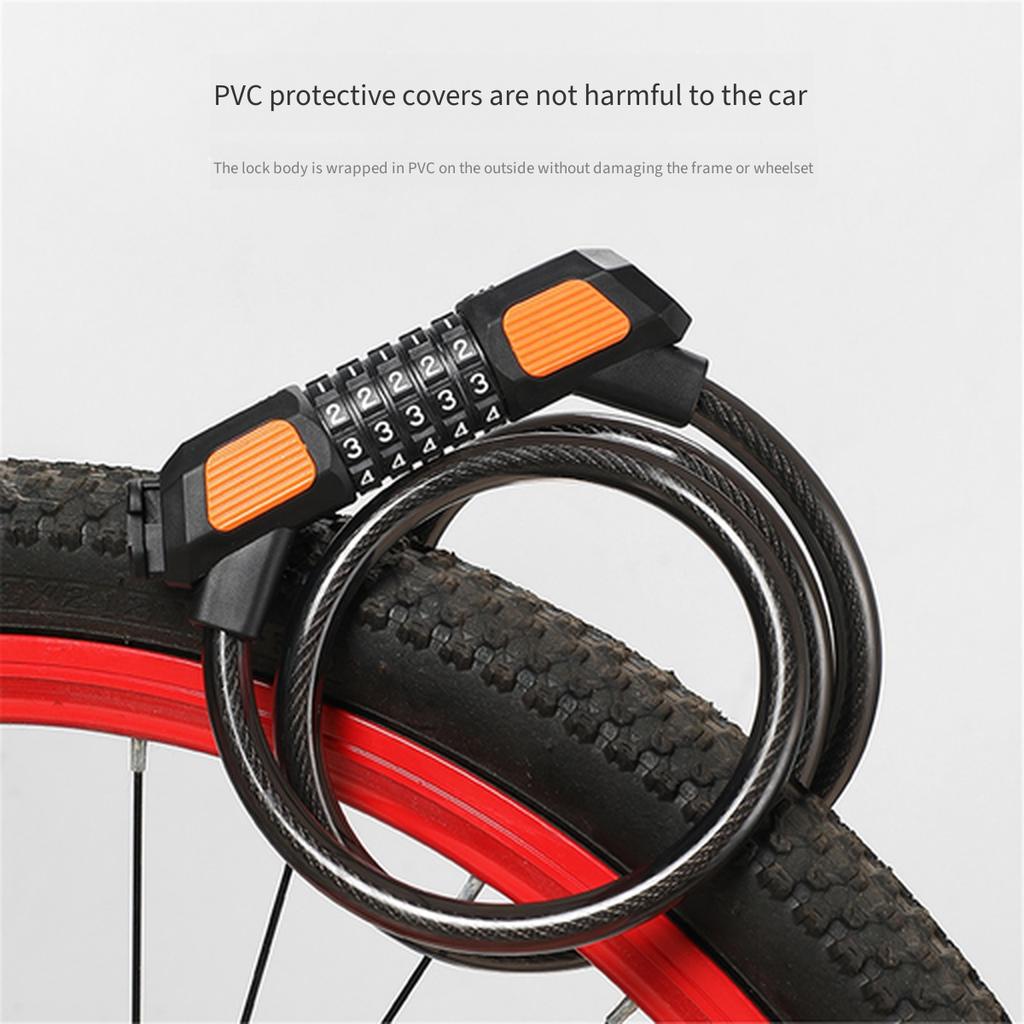 New 5‑Digit Bicycle Password Lock Thickened Steel Cable Anti‑Theft Lock Universal for Mountain Bike Electric Scooter Cycling Security Lock