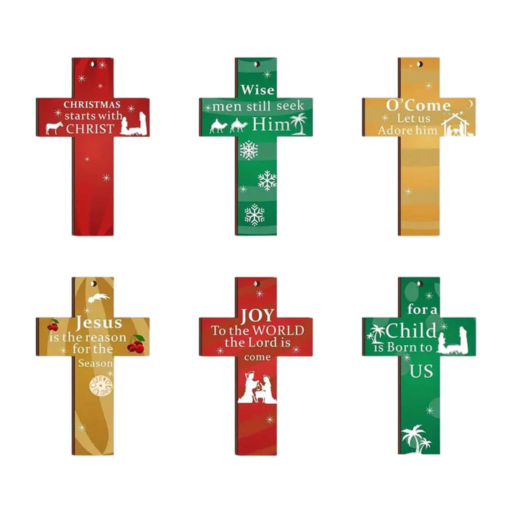 Wooden Cross Christmas Ornament – Prayers For Peace Hope And Love Christmas Decoration Tree
