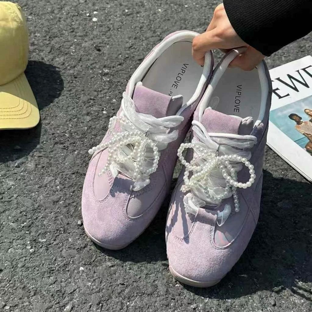 Fairy wind bow German training shoes women's 2025 autumn new fashion leisure sports thick-soled non-slip Forrest Gump shoes