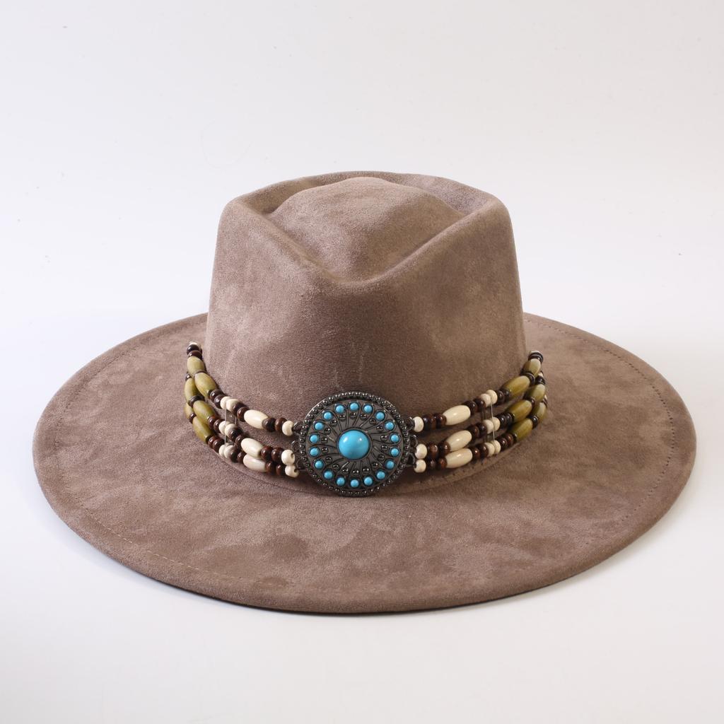 Beliebter europäischer und amerikanischer Stil Wildleder-Zylinderhut mit breiter Krempe, klassischer Mode-Western-Cowboyhut für Herren und Damen