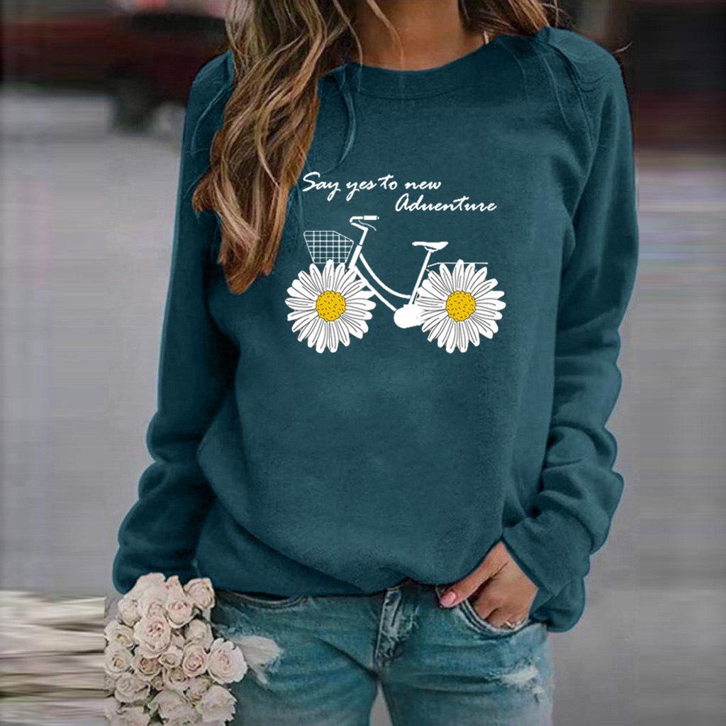 Women's Sweater Crew Neck Casual Loose Pullover Printed Long Sleeve Comfortable Long Sleeve T-Shirt