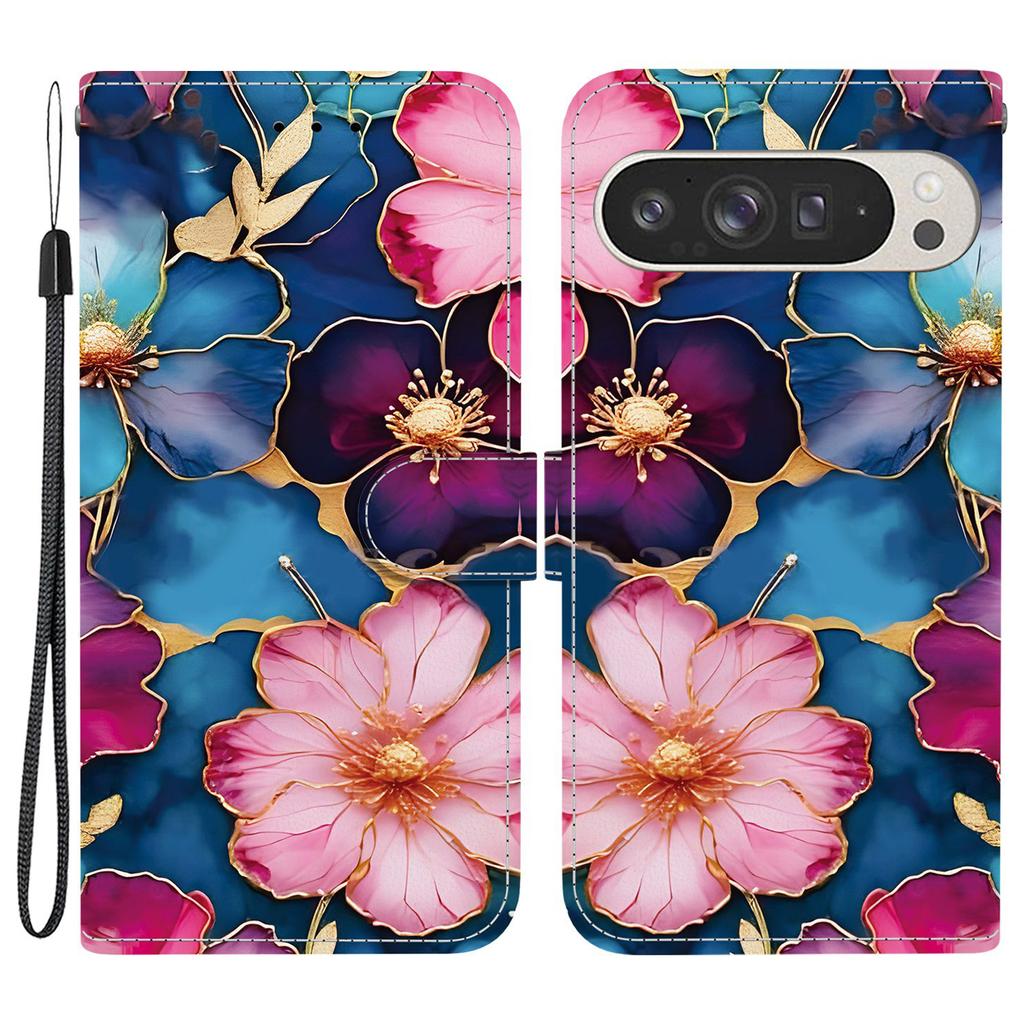 For Google Pixel 9 Pro XL Wallet Case Pattern Printing Leather Stand Phone Cover with Strap