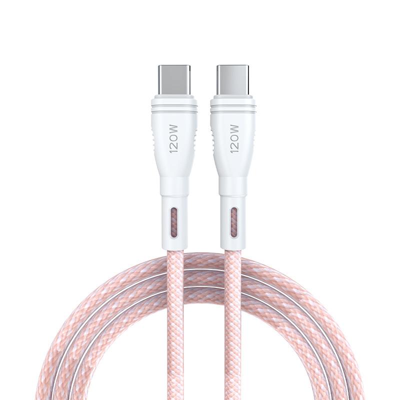 

VAORLO Colorful 120 Вт Кабель для быстрой зарядки USB к Type-C 6A Super Charge CC 120 Вт Быстро заряжаемый смарт-чип Защита не горячего кабеля для передачи данных Type-C To Type-C розовый