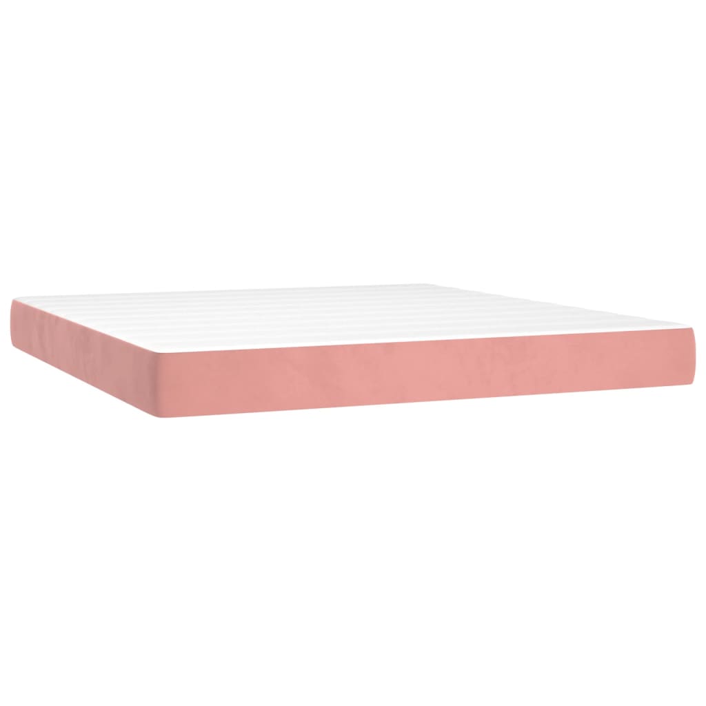 Box Spring Bed with Mattress Pink 160x200 cm Velvet