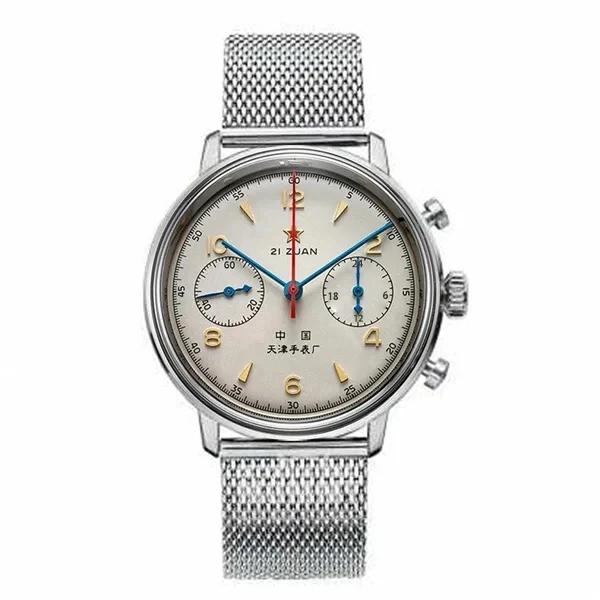 Reloj Mecánico Cronógrafo Piloto Retro para Hombre, 1963 Movimiento Seagull Carga Manual Reloj de Pulsera para Hombres