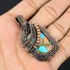 Copper Larimar Gemstone Pendant, 999 Copper Wire Wrapped Pendant Unique Design Jewelry, For Women