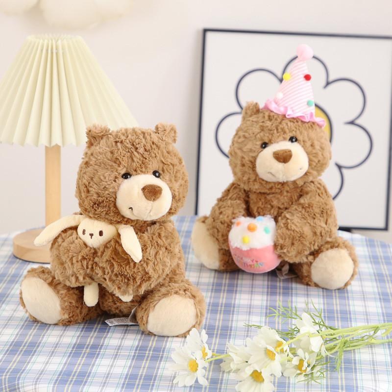 Adorable Teddy Bear Plush Toy With Long Fur And Cute Rabbit Hugging Design For Birthdays And Gifts