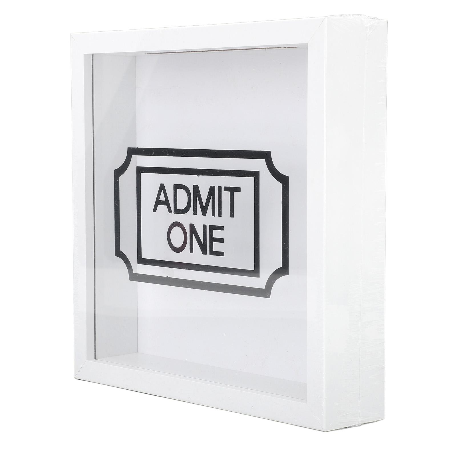

Ticket Shadow Box with Slot Photo Frame Memory Storage Box for Postcard Concert Movie Ticket White 20x20cm Letter