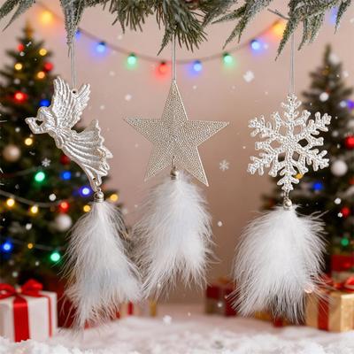 1PC Acrylic Christmas Christmas Elements Christmas Tree Pendant Decoration Atmosphere Gift Feather Decoration Holiday