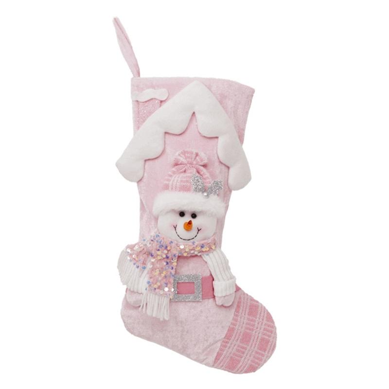 Christmas Stocking Present Bag Hanging Ornament Colorful Sequins Gift Bag Holiday Decoration for Fireplaces and Tree