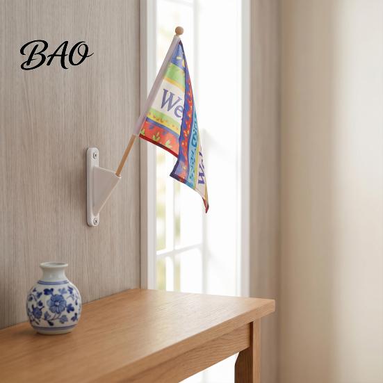Small Flagpole Bracket Mini Stick Flag Holder with Screws, Wall Mount Pole Support Rack Holder, Display for Classrooms Offices Shops