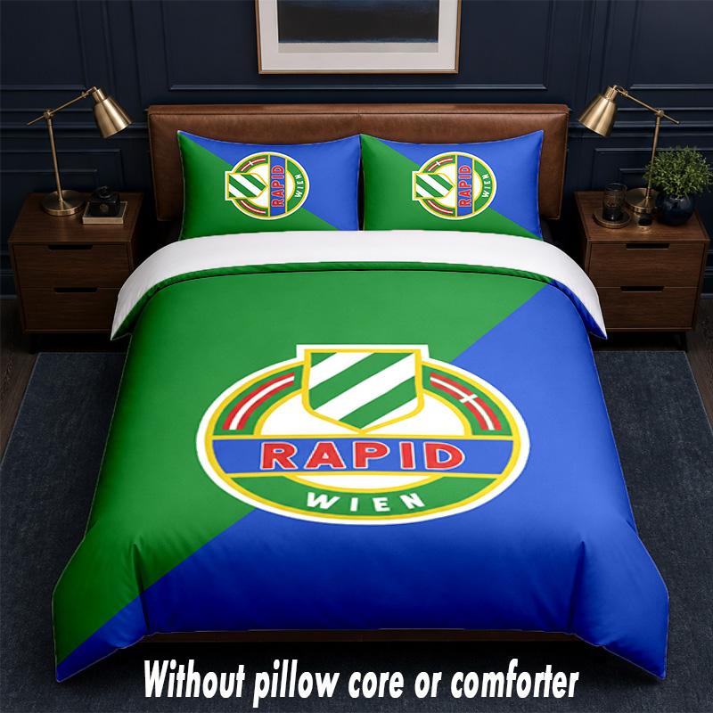 Rapid Wien FC Design Bed Bedding Set 1 Duvet Cover + 2 Pillowcases Soft Breathable Household Bed Linens