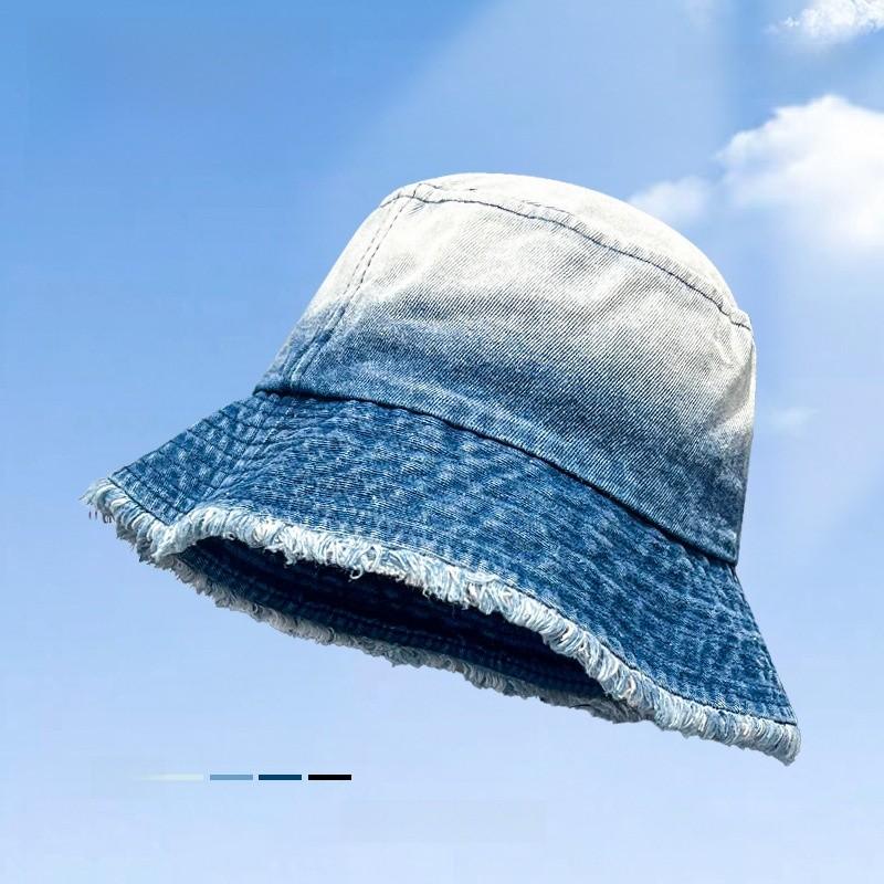 Vintage Denim Fisherman Hat With Wide Brim For Sun Protection And Sunshade In Spring Autumn Style
