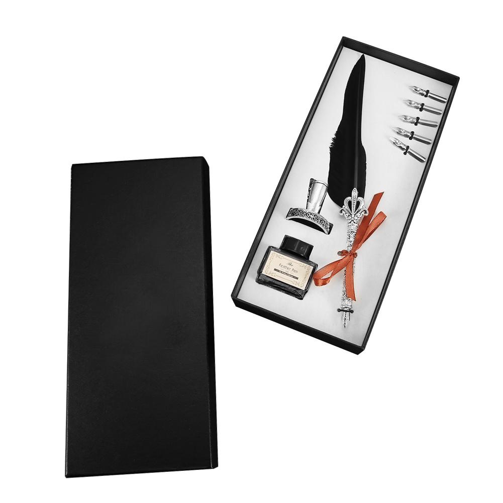 Винтажное ретро перьевое перо для письма, каллиграфическая ручка с перьями из нержавеющей стали(черный) чёрный