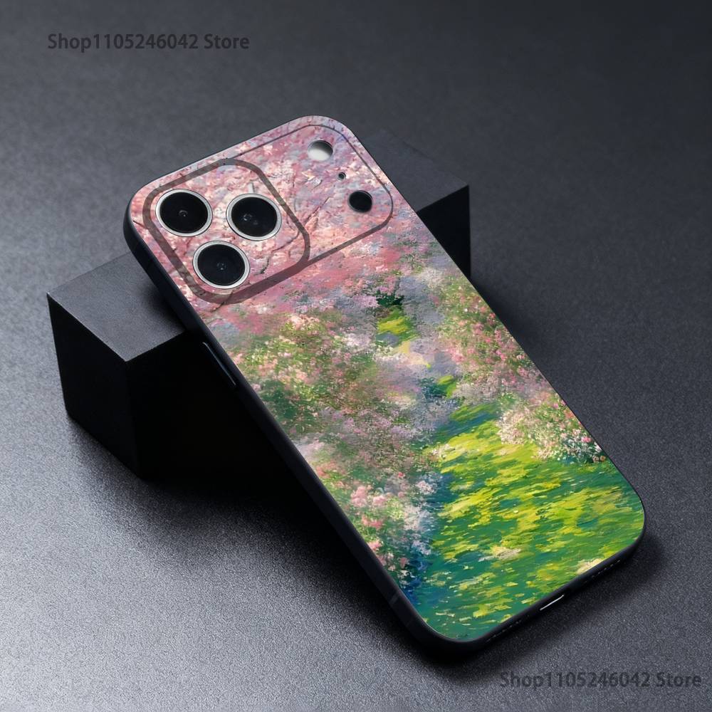 

C-Claude Monet Garden Paint Phone Case For iPhone 17,16,15,14,13,12,11,Pro,Max,Plus Black Soft Cover iPhone13PRO