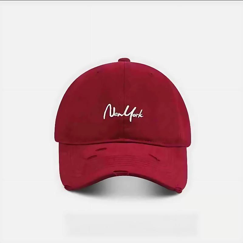 Distressed Perforated Duckbill Cap Cotton Baseball Cap Embroidery Adjustable Deep Fit Baseball Cap For Big Head Daily Hiking