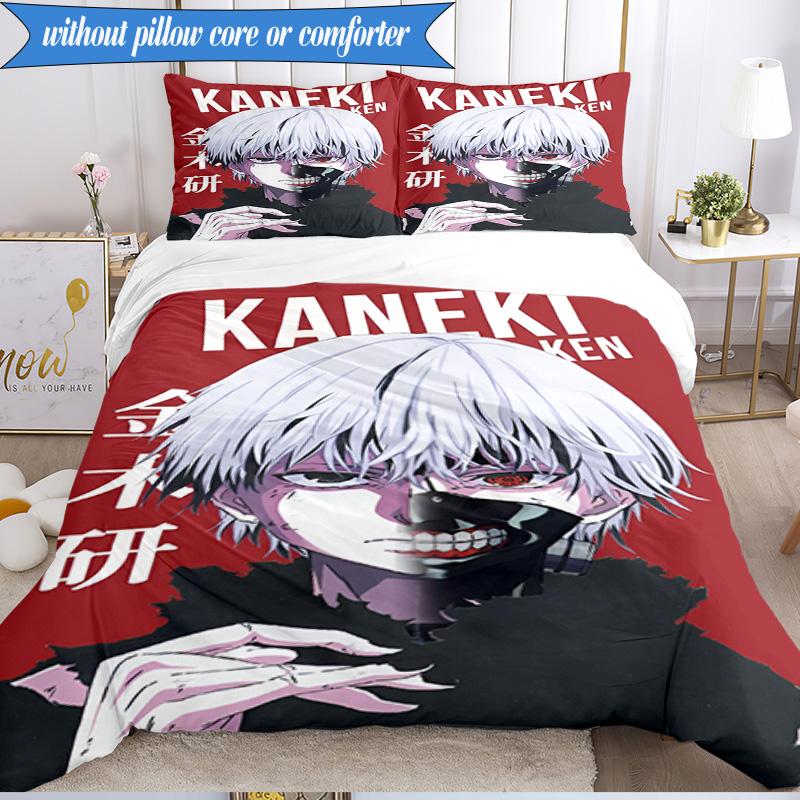 3PCS Tokyo Ghoul Kaneki's Struggle Bedding Set 2D Printing (Includes 1 Duvet Cover + 2 Pillowcases Coreless), Bedroom decor,Fan Gift