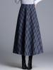 Chic High-Waisted Plaid A-Line Skirt - 2025 Autumn/Winter, Long Length, Women's Cozy Fashion