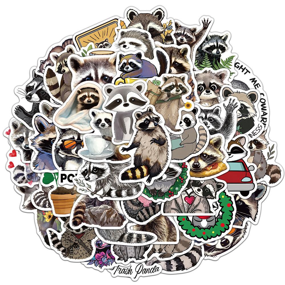 50PCS Cartoon Raccoon Stickers Cute Animal Account Phone Case Laptop Luggage Water Bottle Waterproof Stickers