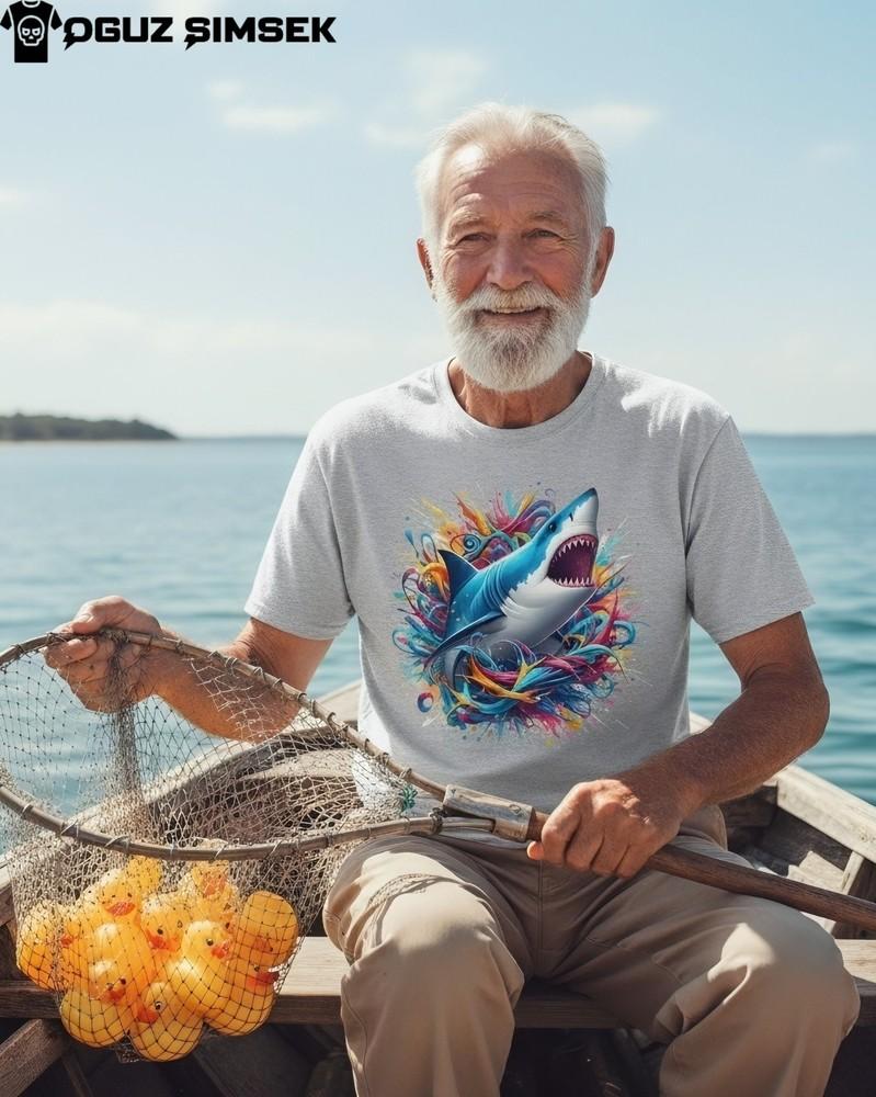 

Colorful White Shark Unisex T-Shirt | Vibrant Ocean Graphic Tee | Short Sleeve XL