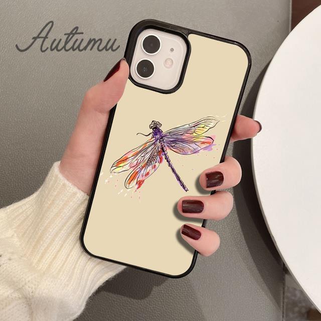 Dragonfly Insect Phone Case for iPhone 11 12 13 14 Pro Max Mini X XR XS SE 2020 5 6S 7 8 Plus Samsung Galaxy S21 S22 Cover Shell