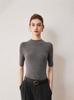 Solid Color Slimming Five-Sleeve Half-High Collar Base Layer Knit Top
