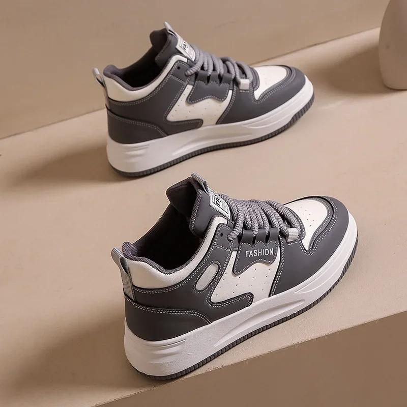 

модные женские кроссовки модные туфли на платформе со шнуровкой из вулканизированной стали брендовые дизайнерские повседневные туфли для пар на улице высокие туфли для скейтбординга 39 серый