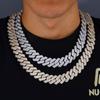European & American 20mm Rhombus Cuban Link Zirconia Hip Hop Necklace & Bracelet for Men