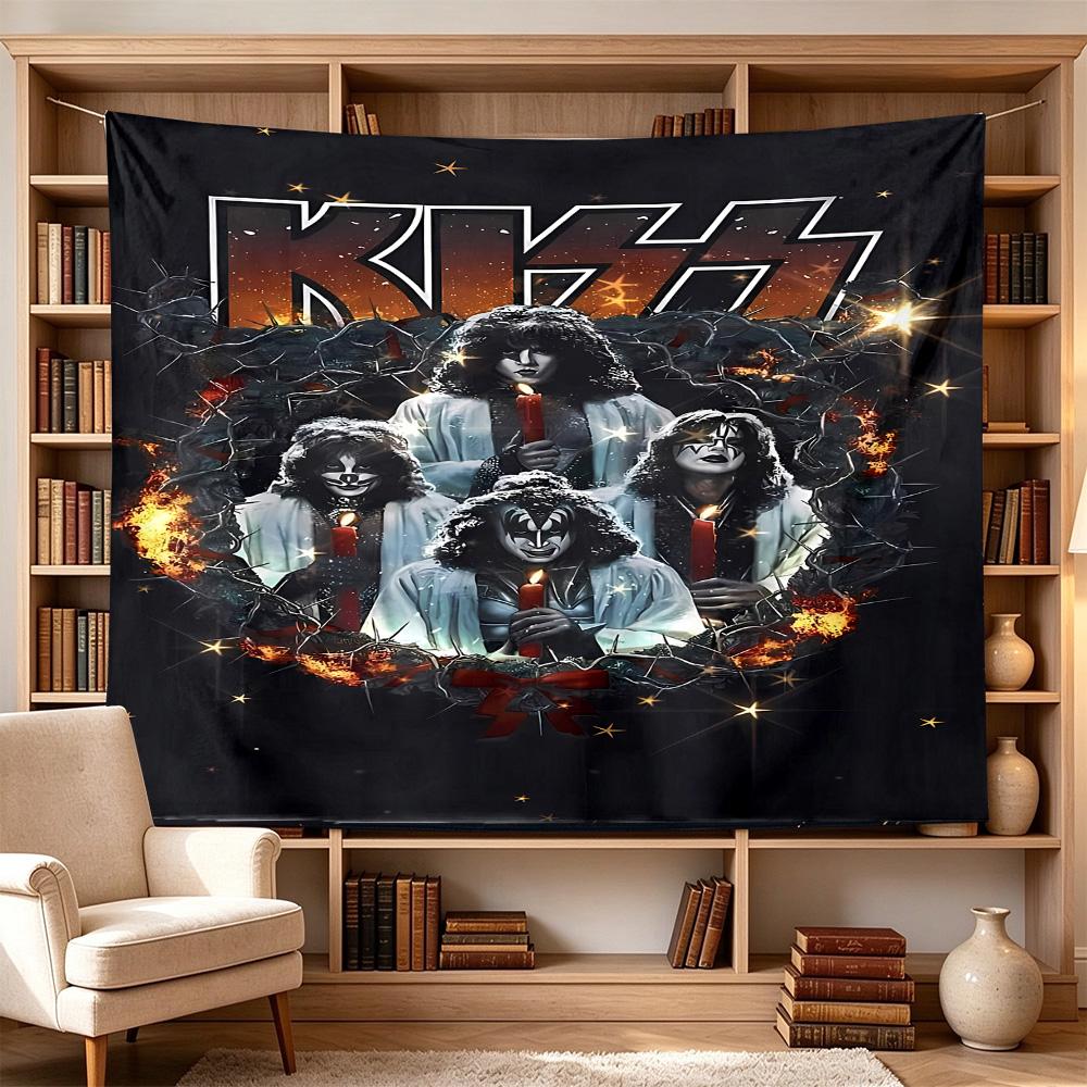 Kiss Band Rock Legends Large Wall Tapestry,Ideal for Office Backdrops, Holiday Gifts, Home Decor (Living Room, Bedroom, Dorm, Parties), and Outdoor Ce