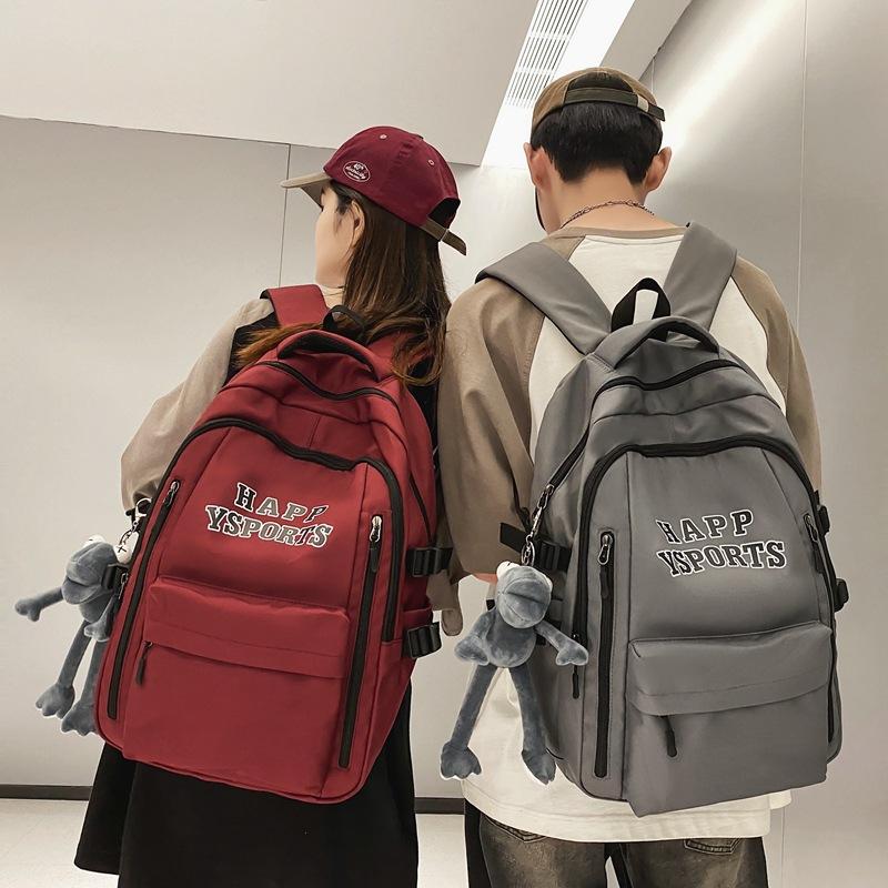 Schoolbag Female Korean Version Versatile High School Junior High School Student Backpack Japanese Alphabet Printing Couple Large Capacity Backpack