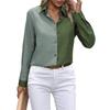 Camisa de Mujer Solapa Manga Larga Abotonadura Sencilla Tops Camisa Bloque de Color Corte Regular Casual Uso Diario
