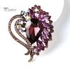 Yaratıcı Parlayan Rhinestones Cam Kakma Broş Kalp Şekli Ceket Yaka Pin Elbise Şal Şapka Eşarp Rozeti Ceket Aksesuarları