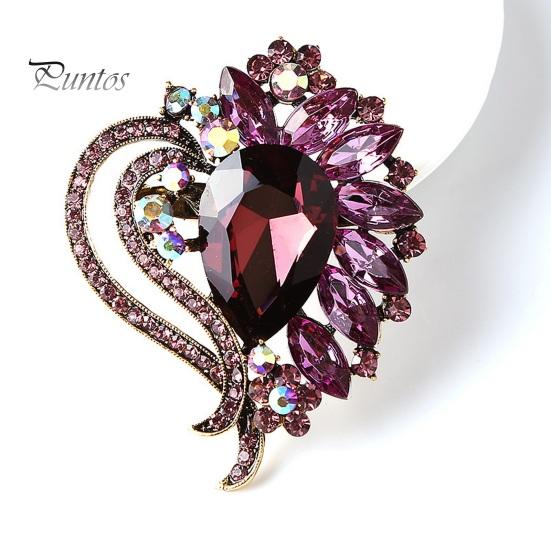 Yaratıcı Parlayan Rhinestones Cam Kakma Broş Kalp Şekli Ceket Yaka Pin Elbise Şal Şapka Eşarp Rozeti Ceket Aksesuarları