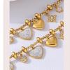 Women's Heart Charm Bracelet In 18k Gold Plated Sturdy Stainless Steel Adorned with Stylish Zircon Materials Use