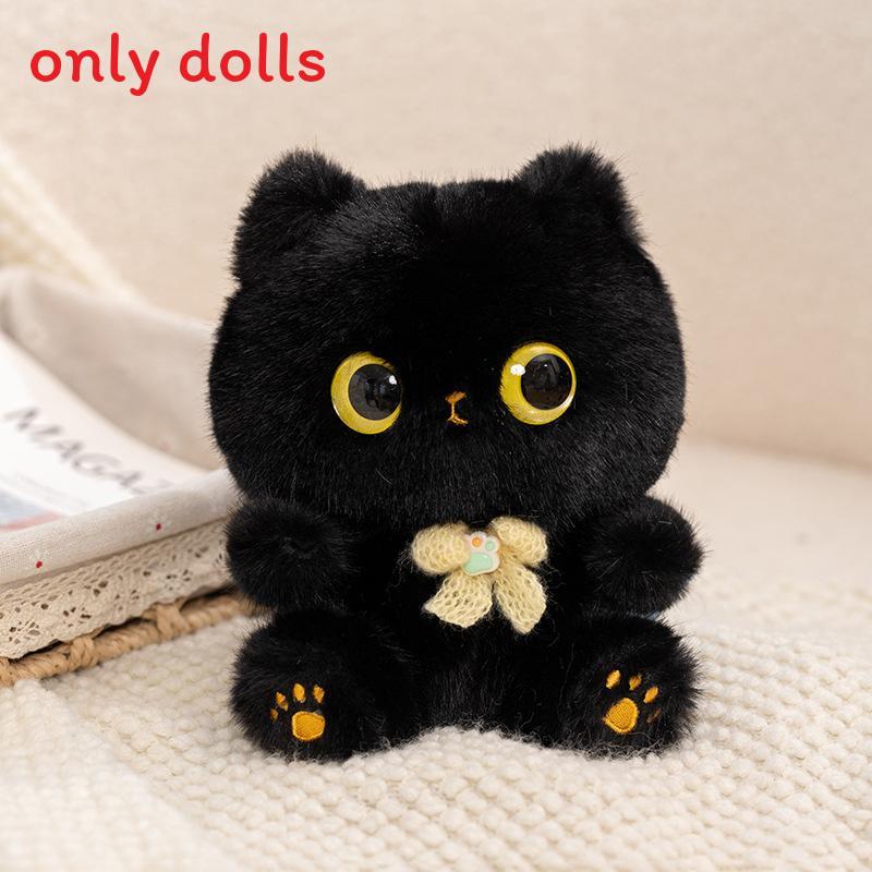 

Плюшевая игрушка Счастливый Кот с ожерельем и бантом, для декора дома и в качестве подарка Black,17cm