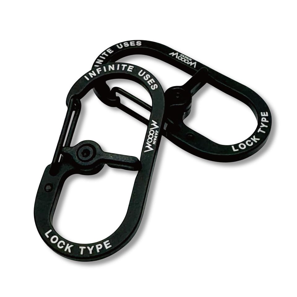 

Mini lock carabiner set of for mountain outdoor use 2, one-touch opening/closing, ultra-light aluminum, black, climbing, camping,