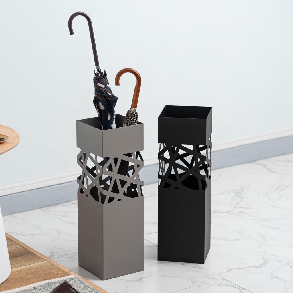 Azumaya-kk Umbrella Stand, Black, Steel, Removable Water Tray, Approx. W15.5 X D15.5 X H49cm, Slim, Square, for Entryways, LFS-186BK