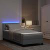 Box Spring Bed with LED Light Strips Light Grey 100 x 200 cm Fabric