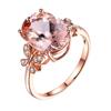 Dame Naturstein Belagt 18K Rosegull Og Diamantring