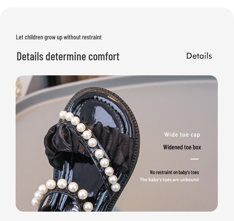 Mädchen-Perlen-Prinzessin Sommer-Sandalen 2026: Süßer Lässiger Koreanischer Stil für Mittelgroße & Große Kinder, Perfekte Vielseitige Strandschuhe.