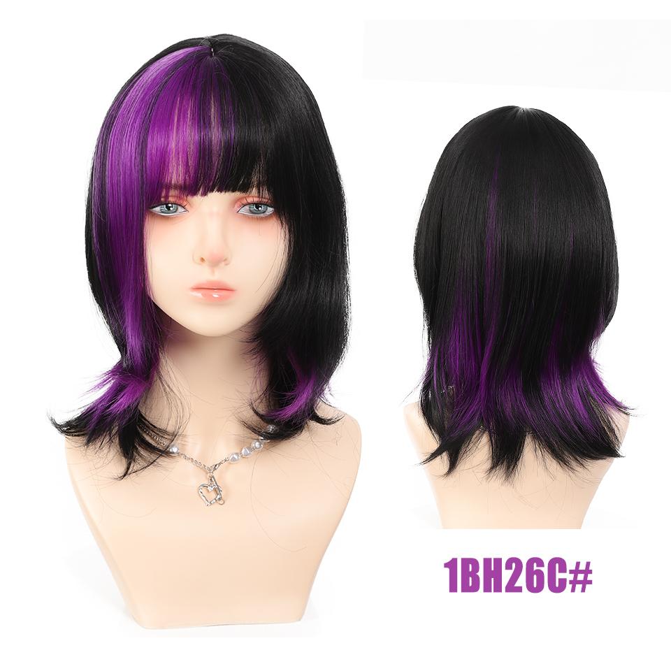 

WTB синтетический парик черный и фиолетовый блики на ключицах синтетический парик женский сладкий крутой стиль блики на ключицах парик 40CM