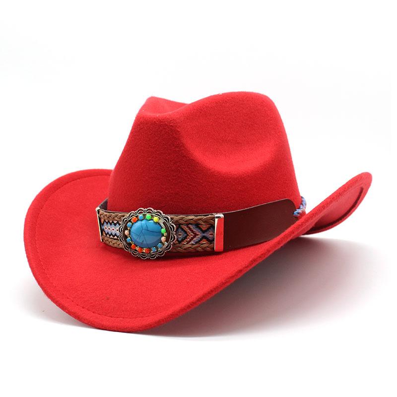 2022 Ethnischer Stil Cowboy-Zylinderhut, Gewellter Filzhut, Amerikanischer Western Outdoor Reithut, Cowboyhüte für Damen und Herren