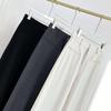 Women's High-Waist Gray Woolen Wide-Leg Pants - Fleece-Lined for Autumn/Winter, Thickened Drape, Narrow Straight-Leg Design