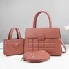 Fashion Retro Large Capacity Tote Bag Korean Single Shoulder Crossbody Bag Three Pieces Versatile Stitching Checkered Handbag PU
