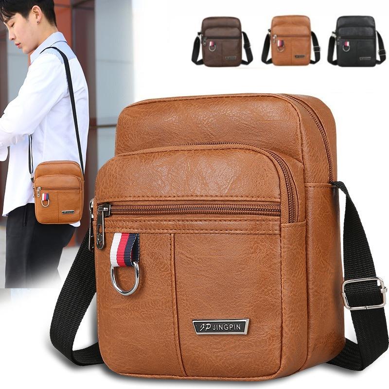 

PU Leather Men s Bag Casual New Large Capacity Waterproof Handbag Brown Black Shoulder Messenger Bags Outdoor