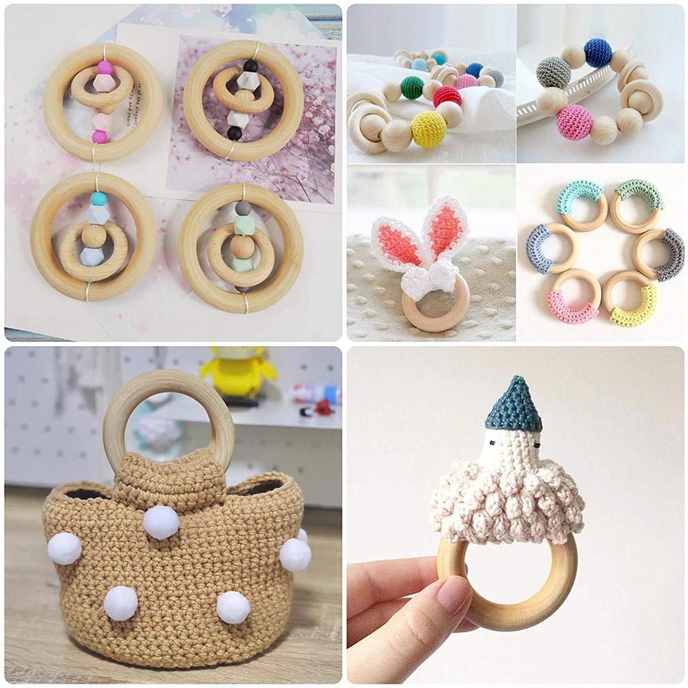 Unfertige Massivholzringe 15-100MM Naturholzringe für Makramee DIY Basteln Holzreifen Ornamente Verbinder Schmuckherstellung