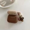 Fashion Chocolate Khaki Case For Apple Airpods Pro Case Soft Silicone Earphone Cover For Airpods 4 3 2 1 Case With Bear Keychain