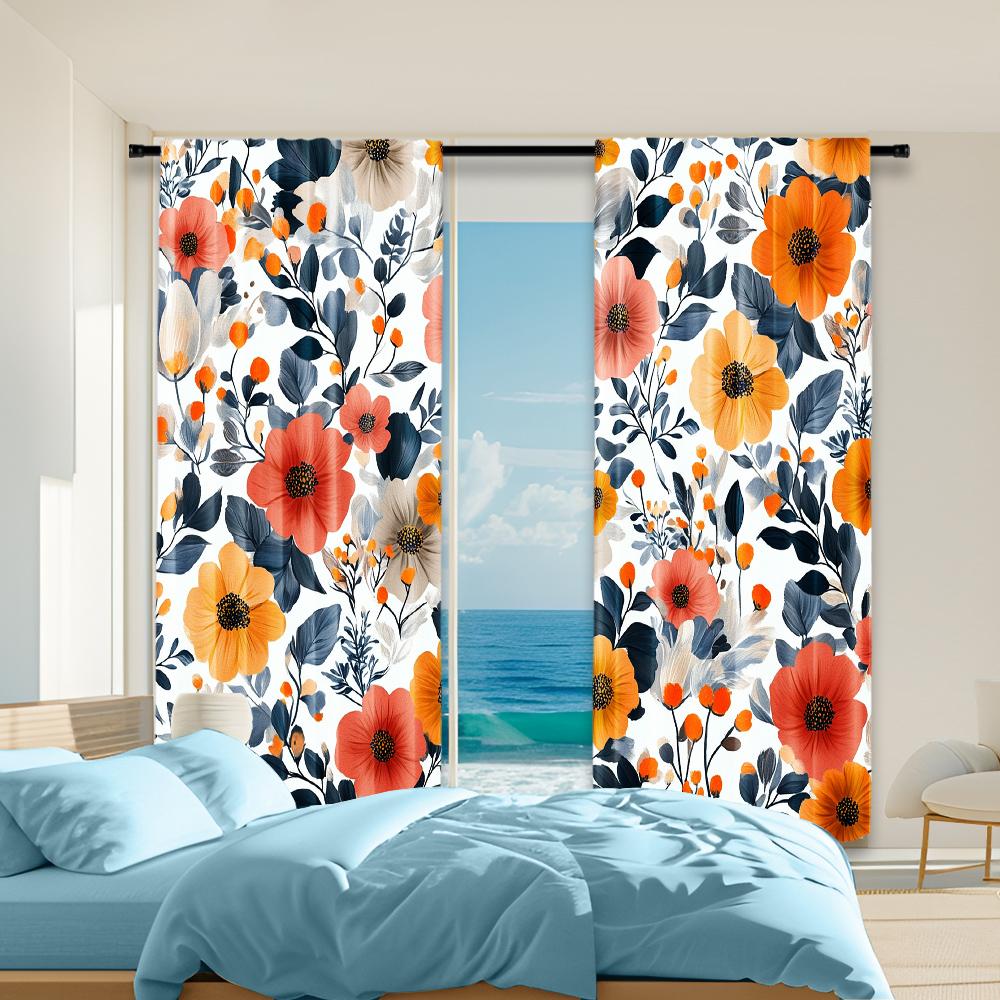 

2 pcs, versatile polyester transparent curtains for home decoration Vintage Leaf Design for use in bedrooms and living rooms 29x65in(75x166cm)